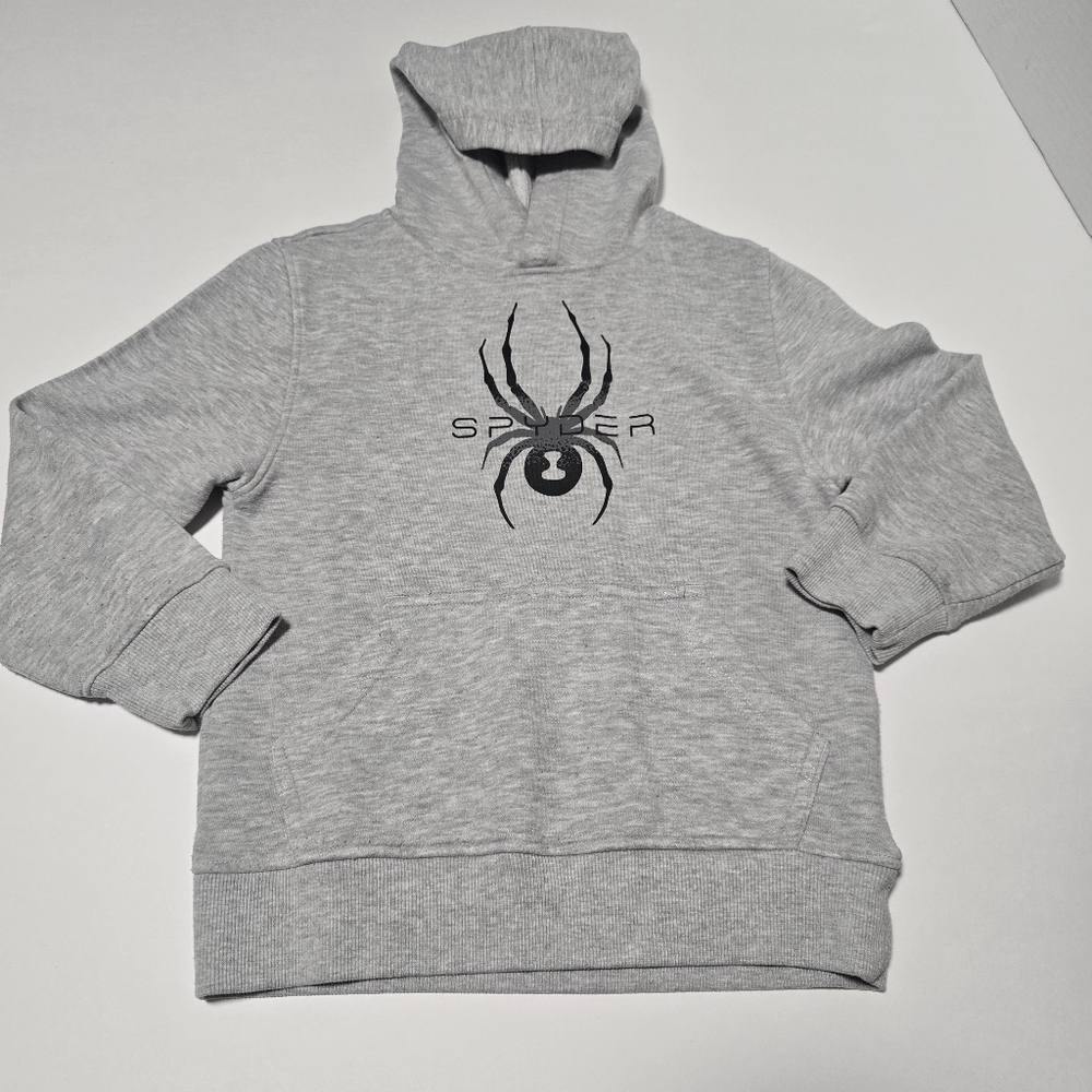 Gray Spider Logo Boy's Size 5/6 Fleece Hoodie - Picture 9 of 10